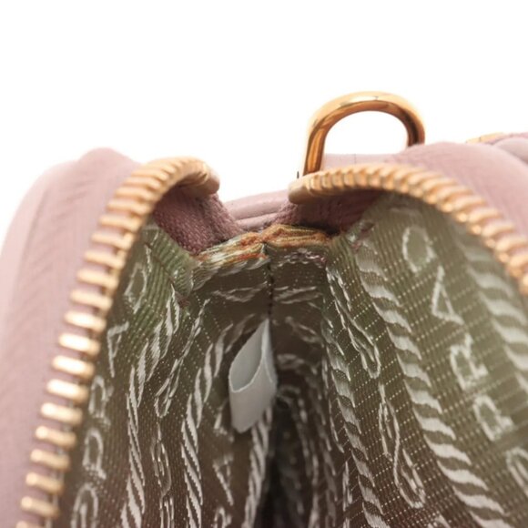 Prada Nappa Impuntu Leather Chain Wallet Pink Beige - Picture 12 of 13